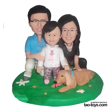 personalisierte Familien Figur mit Hund