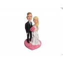 Personalisierte Hochzeitstortenfiguren für Liebespaar Hochzeitstorte mit pink Herz