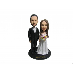Personalisierte Hochzeitstortenfiguren Liebespaar mit Blumenstrauss